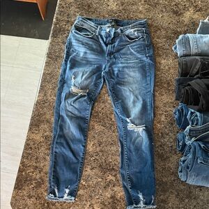 Judy Blue Dark Blue Distressed Skinny Jeans